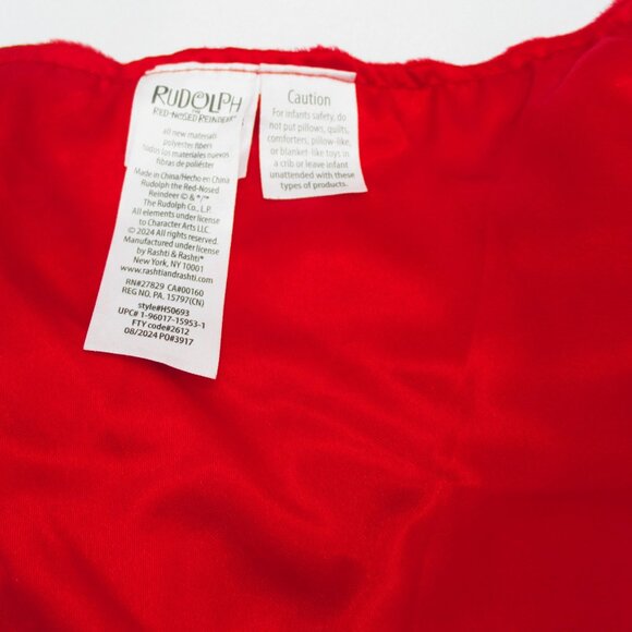 My First Rudolph Red-Nosed Reindeer Plush Lovey With Rattle 11" Square New - Picture 4 of 5